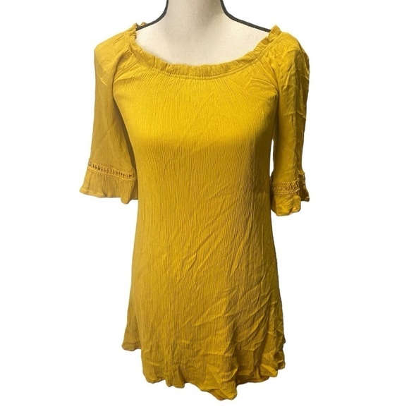 Naïf Midi Dress Sz PS Mustard Yellow - Picture 1 of 14